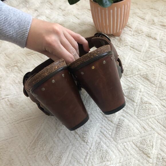 Dansko Fern Brown Leather Buckle Wedges - Picture 8 of 10